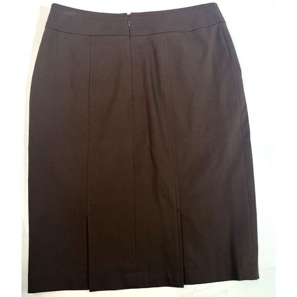 Escada Skirt Brown Pencil Zipper Pockets Pleat Lined Size 4 US 34 German - Picture 2 of 16